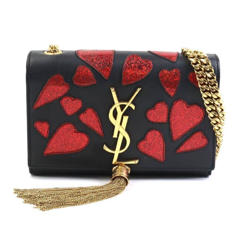 Saint Laurent shoulder bag leather metal black red gold